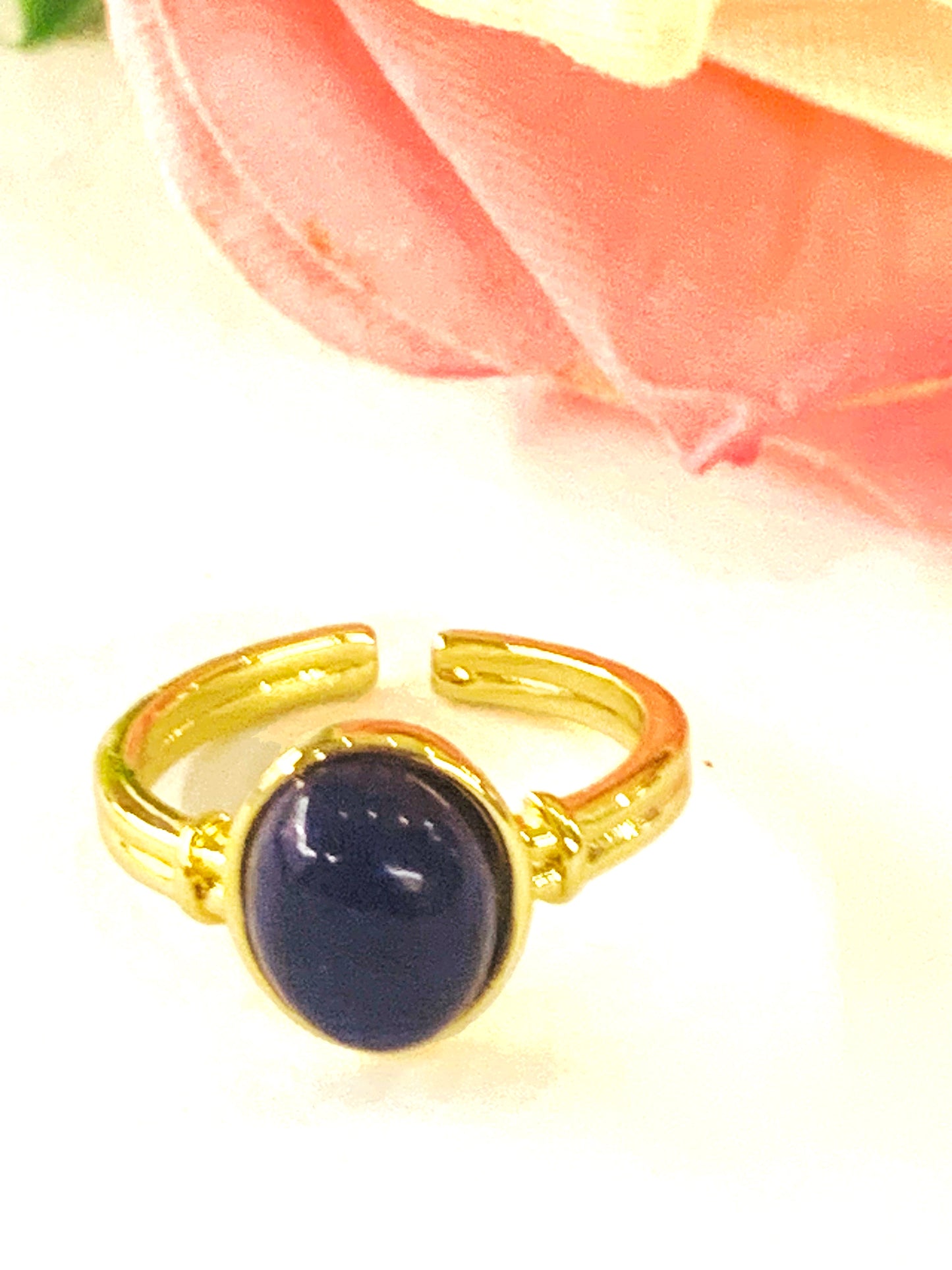DRISHTI ~ Anello regolabile in acciaio inossidabile e PIETRE DURE naturale