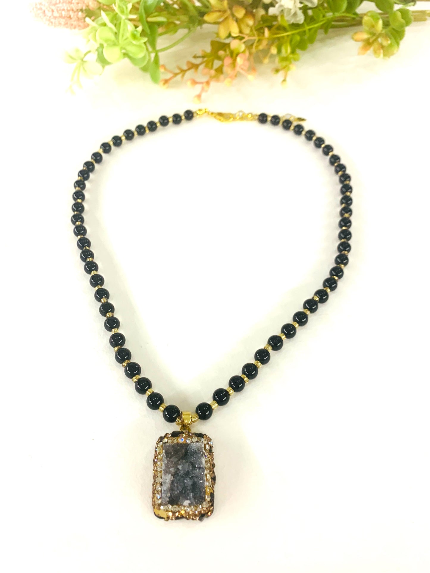 ISANA DRUSA RECTANGLE  ~ COLLANA ~ QUARZO NATURALE