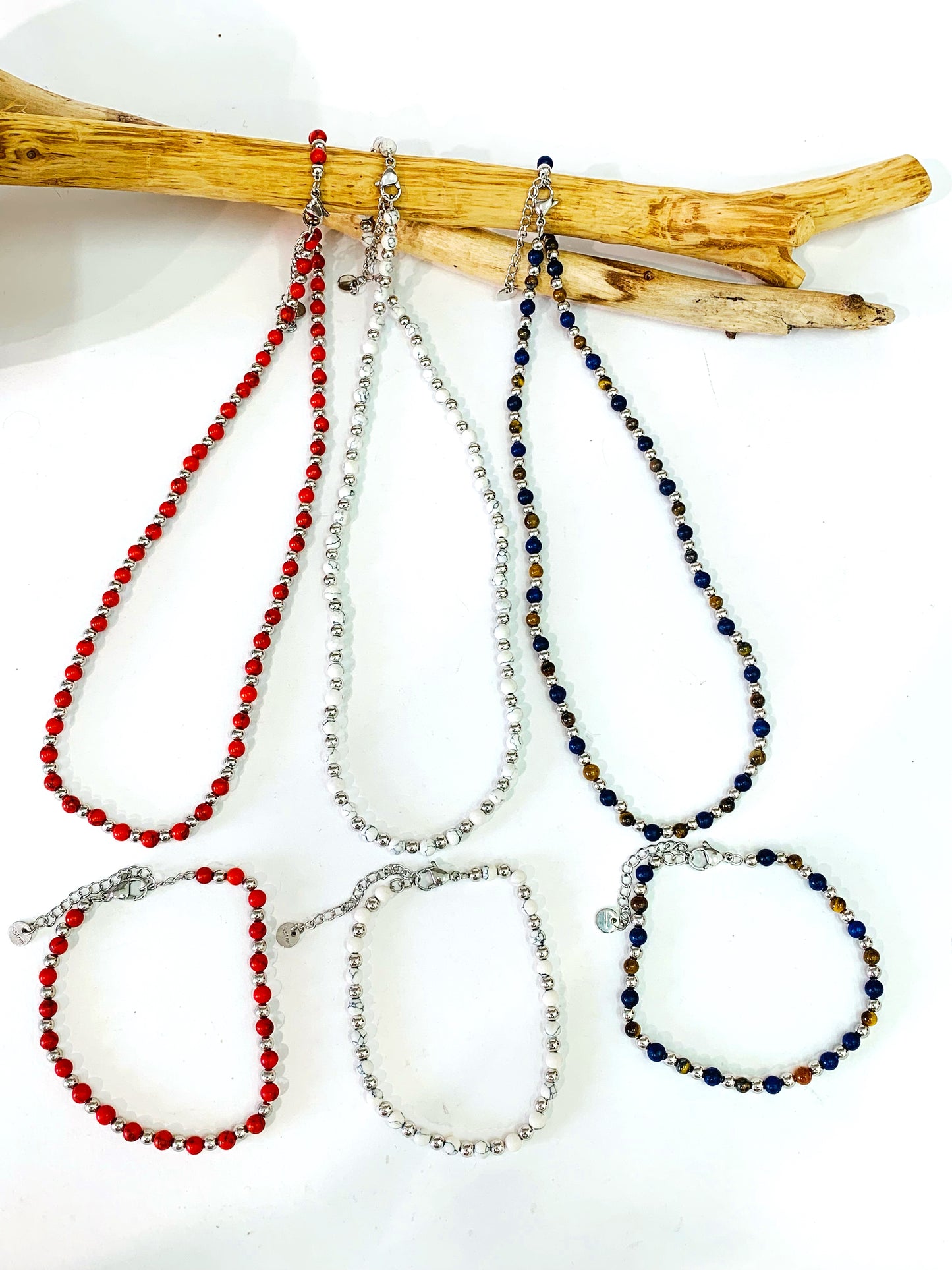APARNA ~ Bracciale unisex bicolore in PIETRE DURE NATURALI + acciaio inossidabile (Copia)