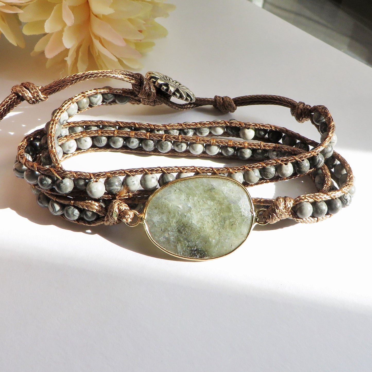 ŚAKTI ~ PURE ENERGY AMETISTA ~ bracciale avvolgente triplo giro in pietre naturali ~