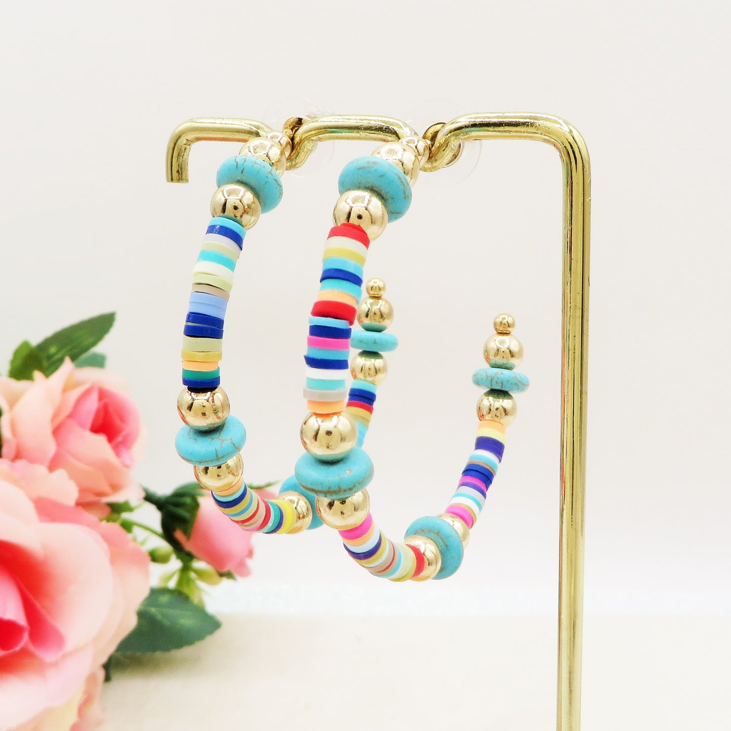 BIG HOOPS 7 CHAKRAS ~ ORECCHINI in Acciaio Inossidabile con pietre naturali