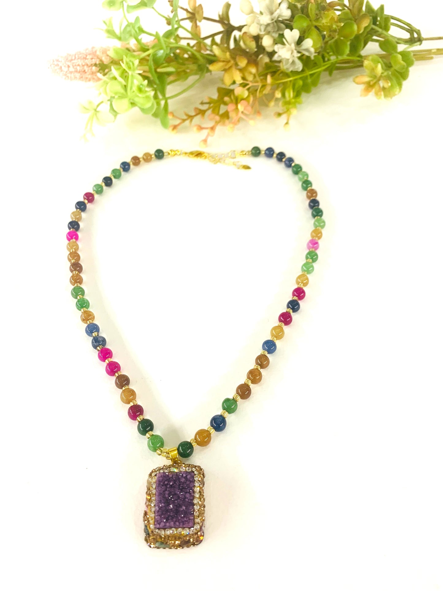 ISANA DRUSA RECTANGLE  ~ COLLANA ~ QUARZO NATURALE