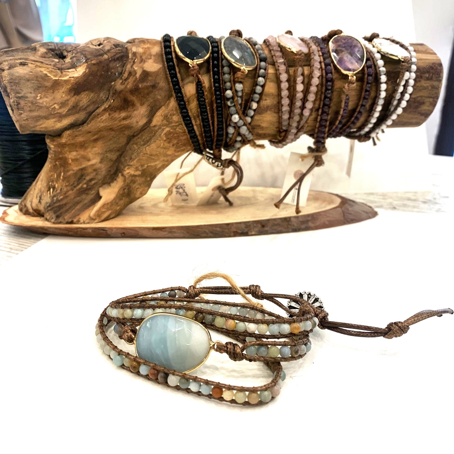 ŚAKTI ~ PURE ENERGY LABRADORITE ~ bracciale avvolgente triplo giro in pietre naturali ~