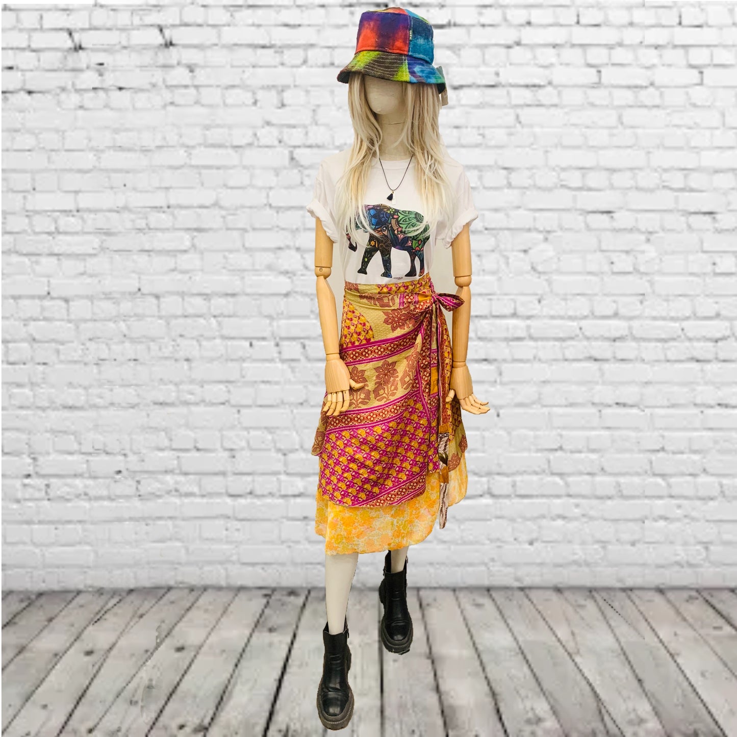 GOA GONNA in seta A PORTAFOGLI ~ DOUBLE FACE ~ made in India ~ ispirazione Hippie-chic