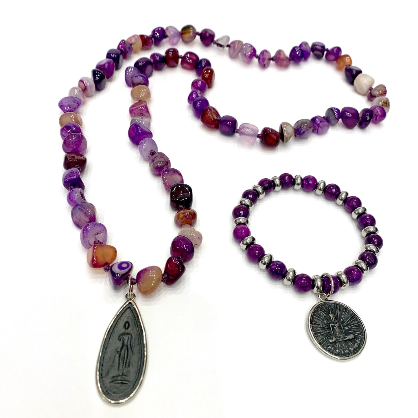 ARYA MULTICOLOR PIETRA ~ 7 CHAKRA  ~ COLLANA IN PIETRE DURE NATURALI con ciondolo BUDDHA miniatura