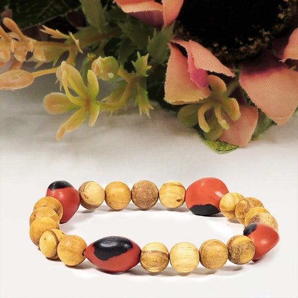 HUAYRURO Bracciale elasticizzato-PALO SANTO LOVE
