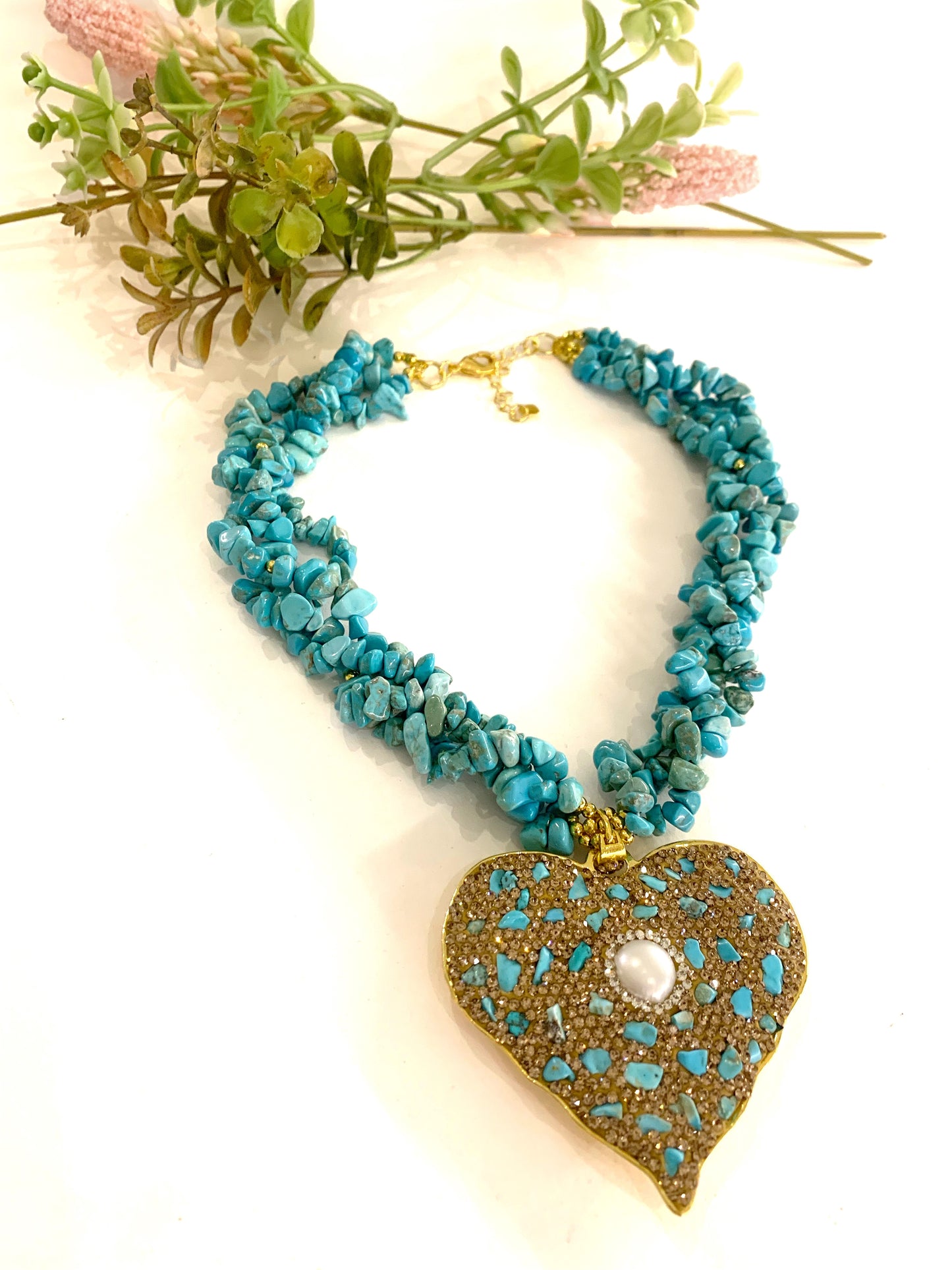 HEART CHIPS COLLANA ~ QUARZO NATURALE