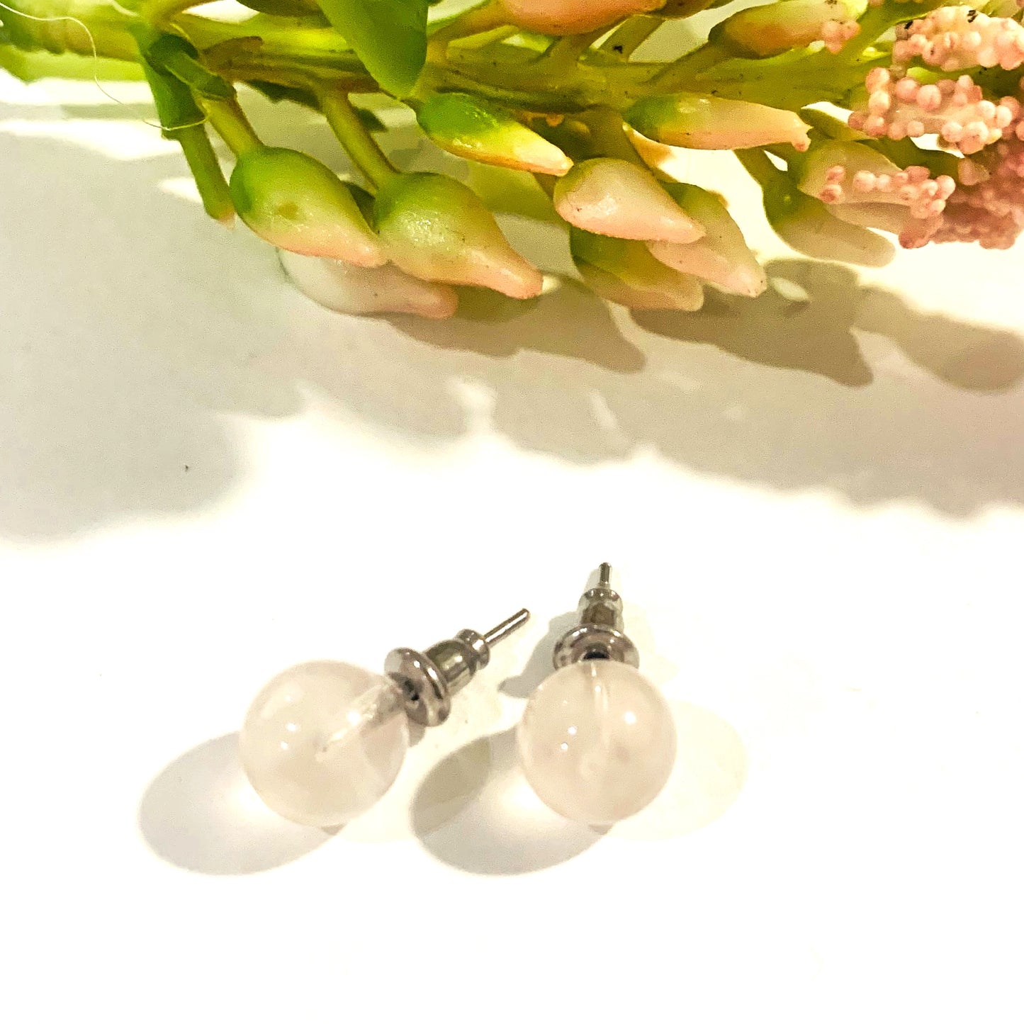 Sei Heki Studs ~ ORECCHINI a lobo in Acciaio Inossidabile con pietre naturali