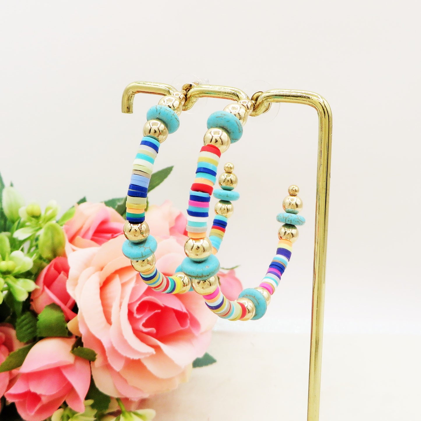 BIG HOOPS 7 CHAKRAS ~ ORECCHINI in Acciaio Inossidabile con pietre naturali