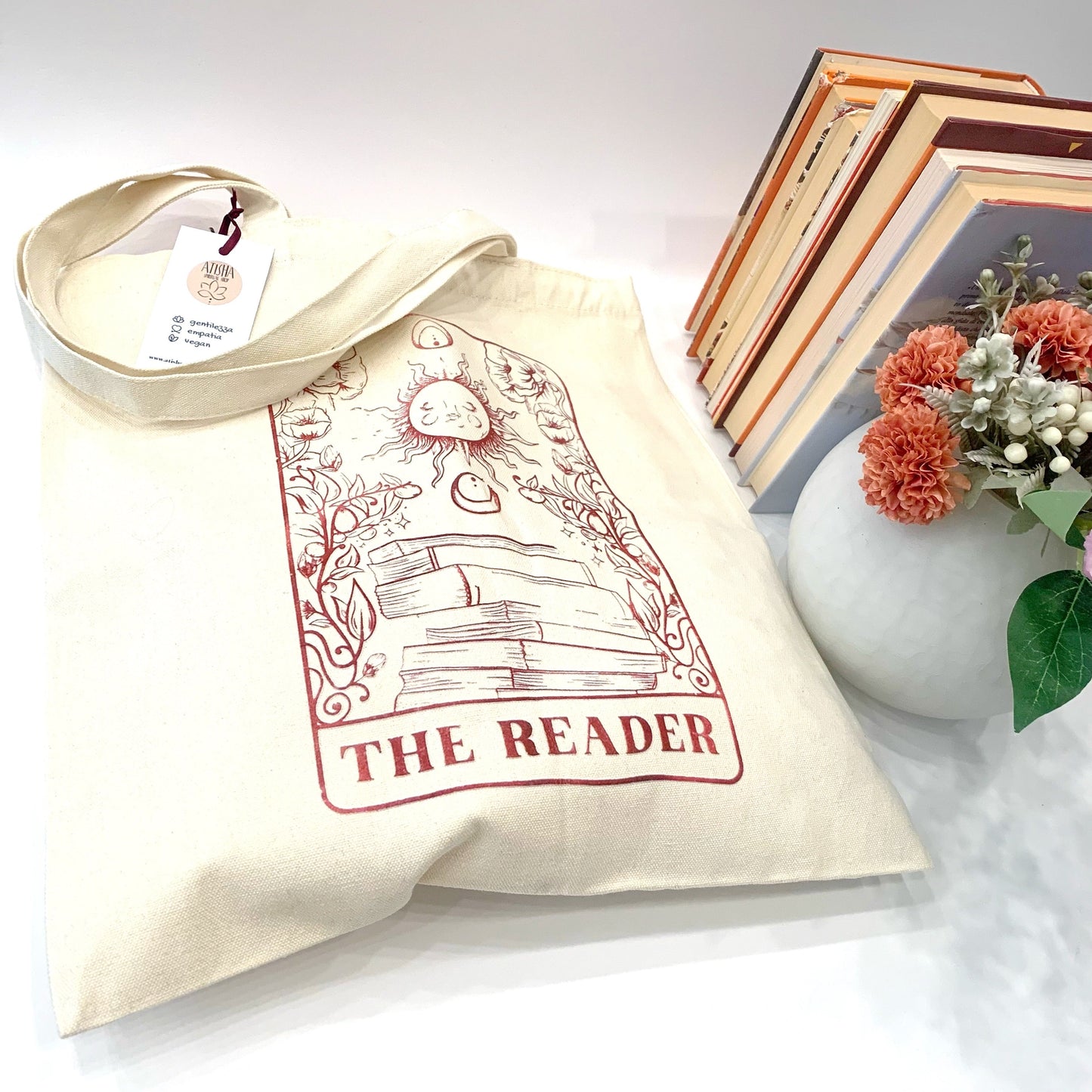 BOOKS ARE MAGIC ~ THE READER ~ BORSA SHOPPING IN TESSUTO ~ 100% COTONE