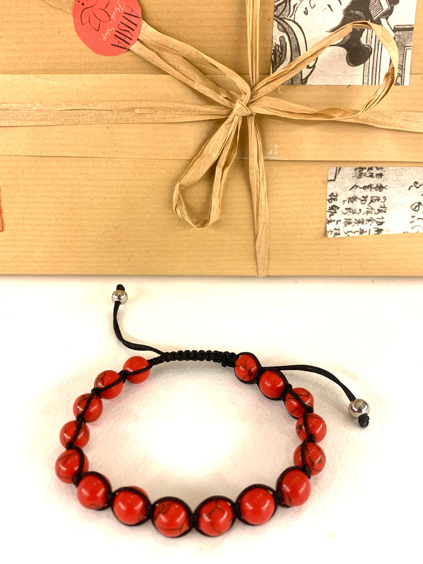 KAMALASHILA ~ Bracciale mala in pietre dure naturali, su cordino e acciaio 316L
