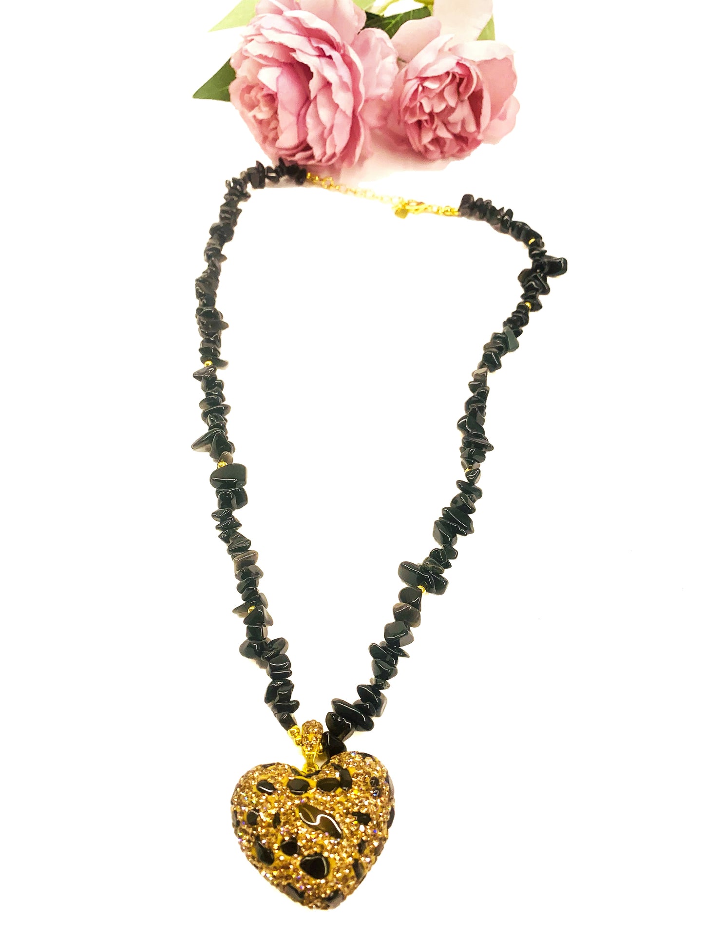 HEART CHIPS COLLANA ~ QUARZO NATURALE