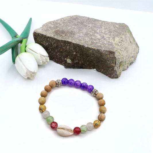 UBUD BALI NATURA ~ bracciale elasticizzato ~ pietre dure naturali ~ Semi di RUDRAKSHA ~