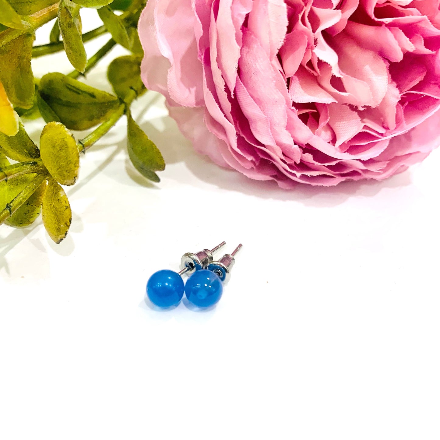 Sei Heki Studs ~ ORECCHINI a lobo in Acciaio Inossidabile con pietre naturali
