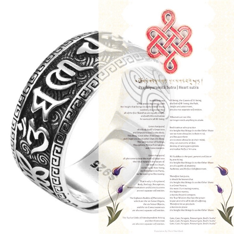 OM ~ Anello in Anello in Copper Silver 925 Plated realizzato a mano con Mantra Om