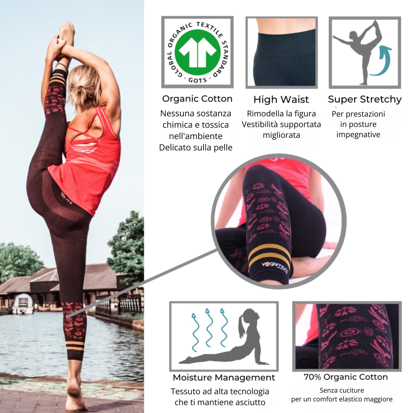 Hatha Asana Yoga Capri Pants ~ senza cuciture ~ Black