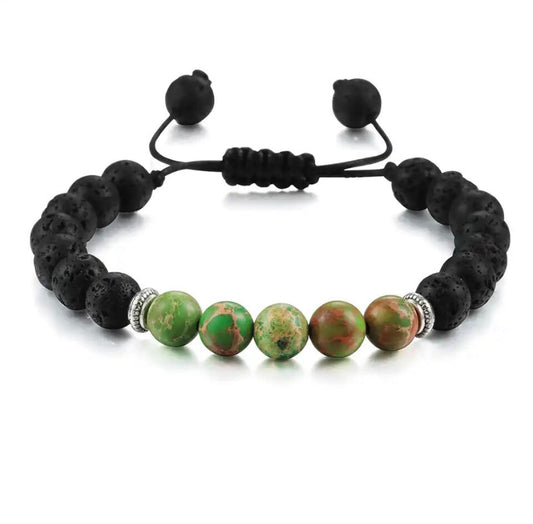 REIJI PIETRA LAVICA & TANZANITE~ IN PIETRE DURE NATURALI~Bracciale mala Pietra Lavica & Tanzanite