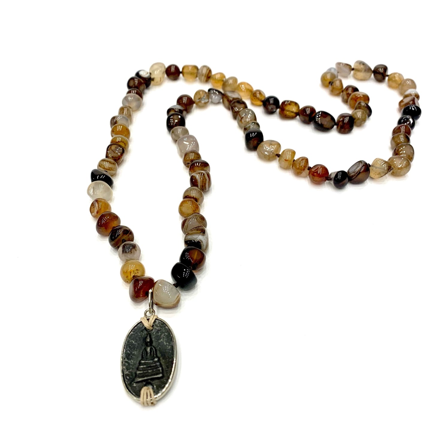 ARYA MULTICOLOR PIETRA ~ 7 CHAKRA  ~ COLLANA IN PIETRE DURE NATURALI con ciondolo BUDDHA miniatura