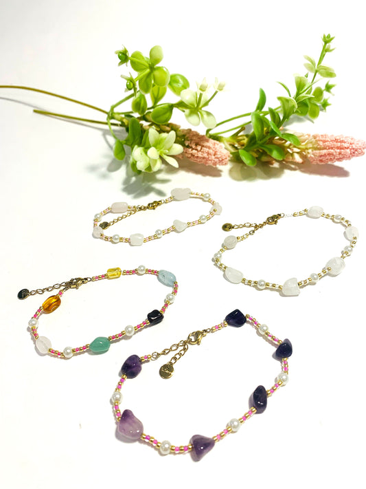 TIKA bracciale in acciaio con pietre dure naturali