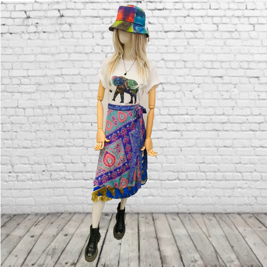GOA GONNA in seta A PORTAFOGLI ~ DOUBLE FACE ~ made in India ~ ispirazione Hippie-chic