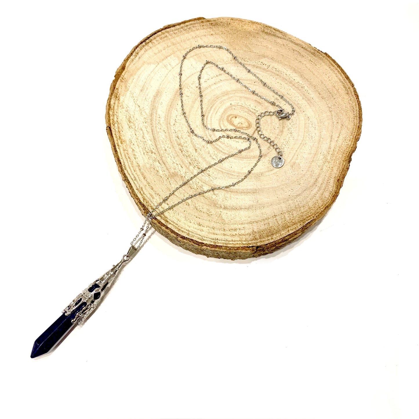 MUDRA~ COLLANA IN ACCIAIO CON CIONDOLO IN PIETRA DURA NATURALE