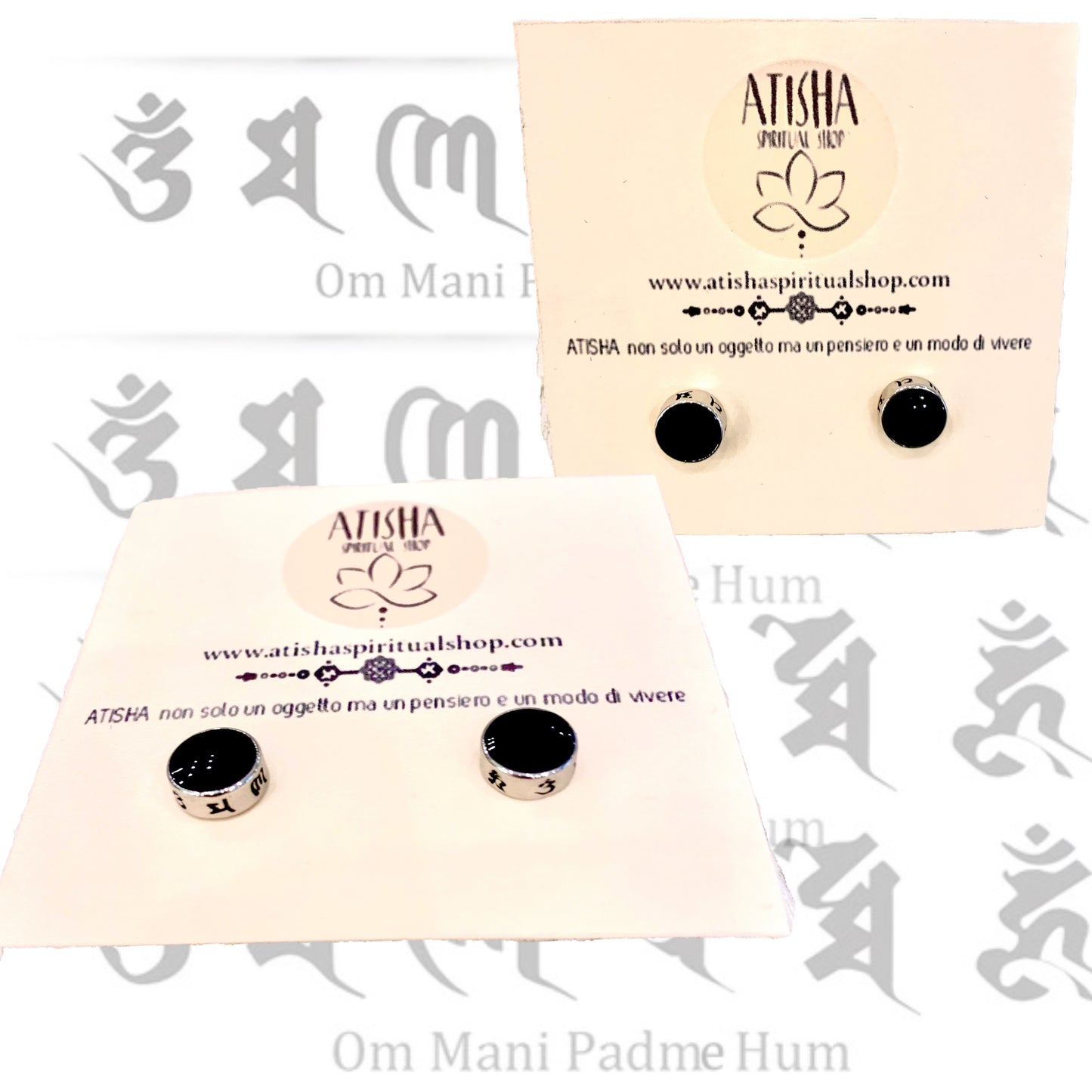MAHA ~ Orecchino a lobo ~ ACCIAIO INOSSIDABILE ~ con sutra del cuore