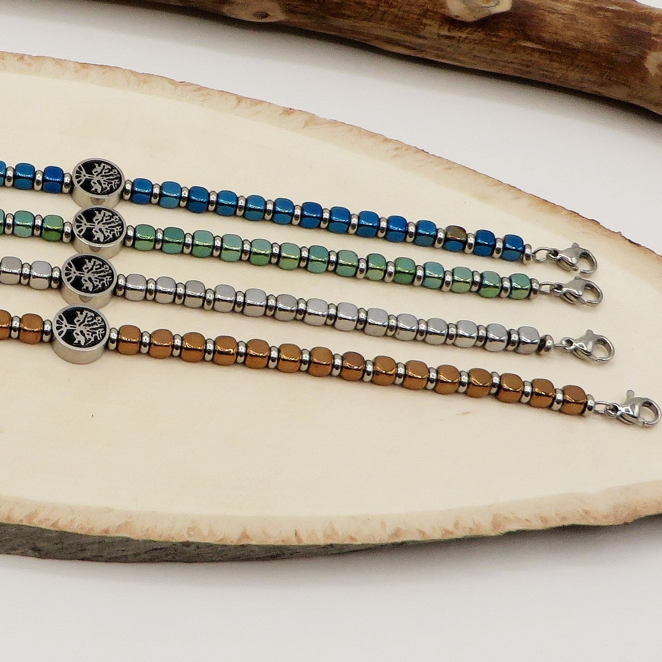 TREE OF LIFE ~ ALBERO DELLA VITA  BRACCIALE COLORS ~ Bracciale in acciaio inossidabile ~ regolabile ~