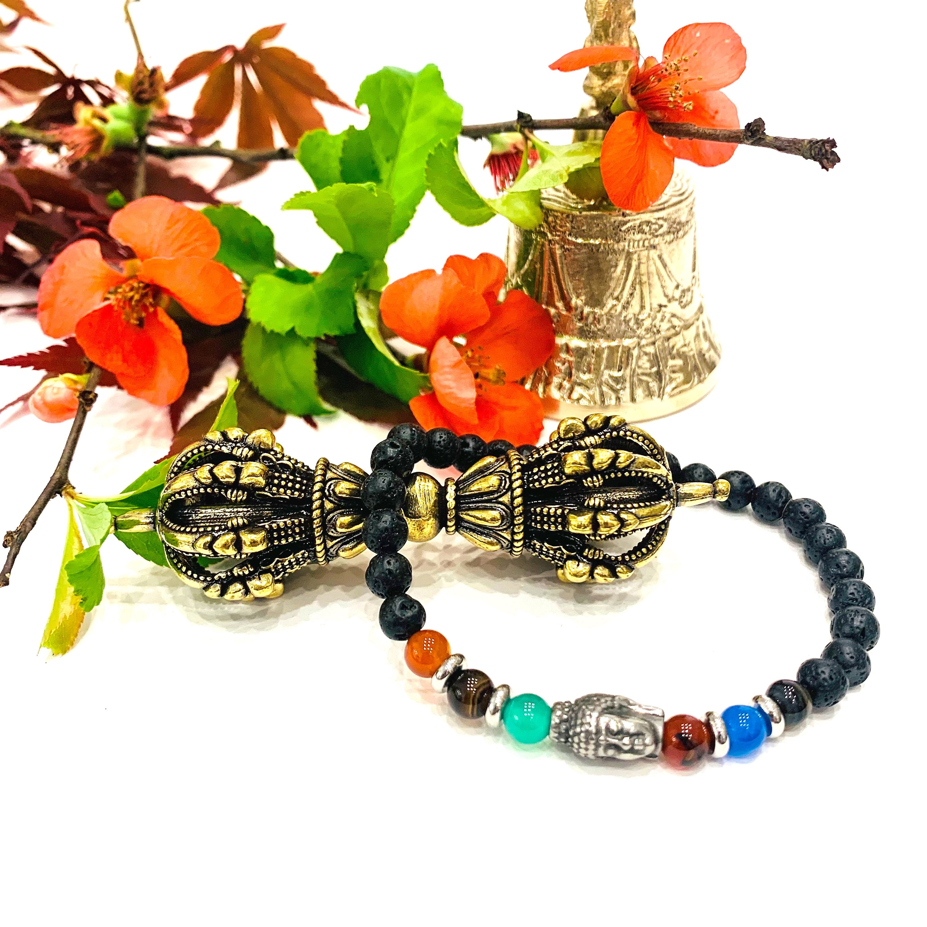 Bracciale Buddha In Pietre Naturali 8mm Per Uomo E Donna - Gioiello Elastico Per Yoga, Meditazione E Relax (16-20 Cm)