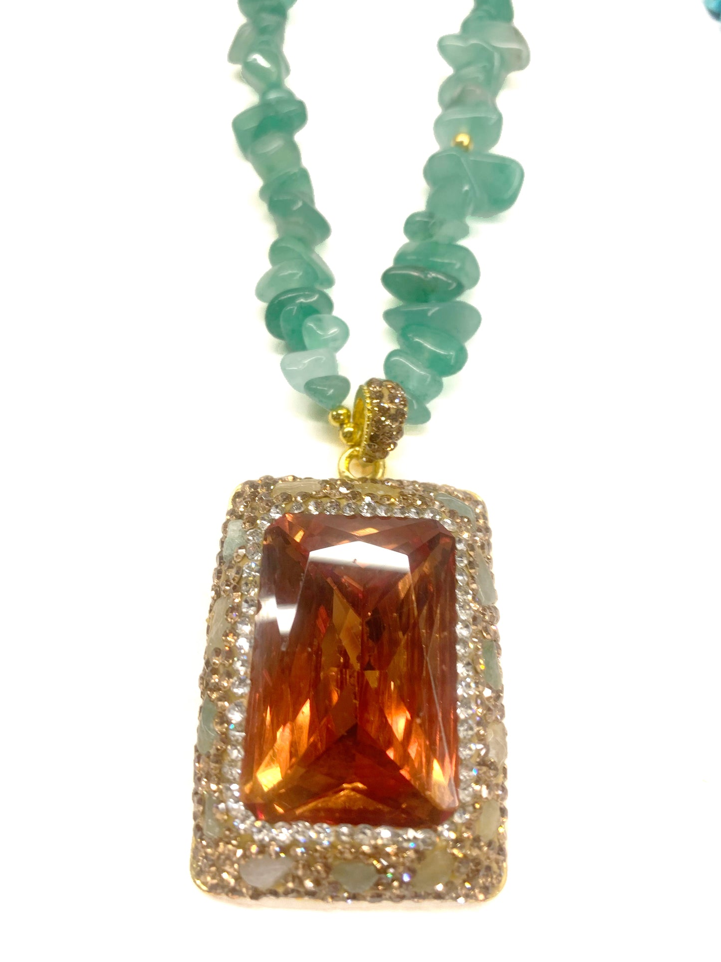 HEART CHIPS COLLANA ~ QUARZO NATURALE