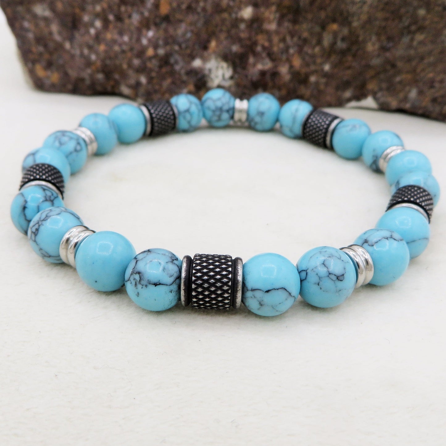 Bracciale Drakpo TIGER EYE Naturale energia intensa e protettiva - UOMO - ACCIAIO inossidabile~