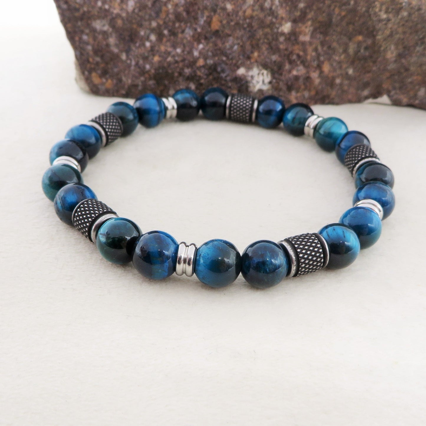 Bracciale Drakpo TIGER EYE Naturale energia intensa e protettiva - UOMO - ACCIAIO inossidabile~