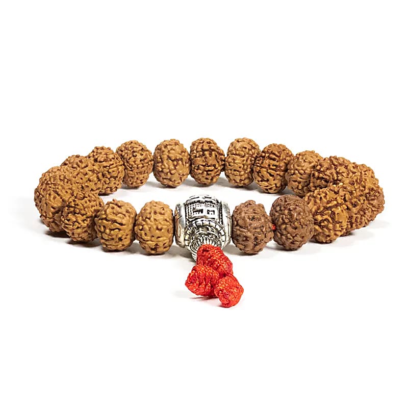 CHANDRA~Bracciale~Mala con 21 grani in semi di Rudraksha