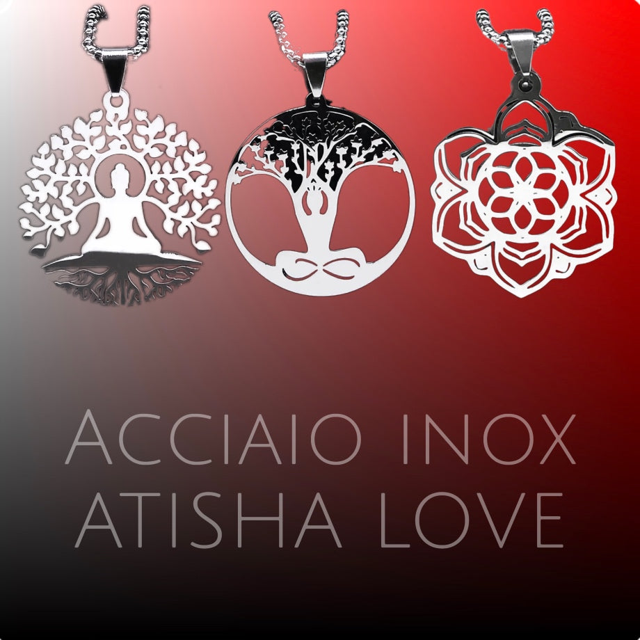 MANDALA~ Collana in acciaio inossidabile con ciondolo raffigurante il Mandhala.