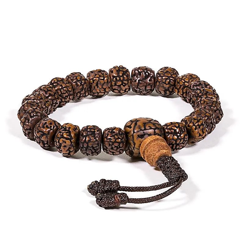 TIBETAN PRAYER~Mala bracciale Rudraksha 21 grani lucidati regolabile