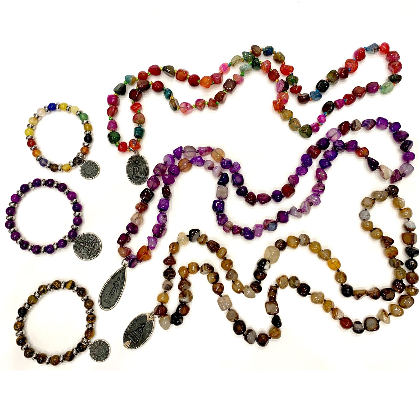 ARYA MULTICOLOR PIETRA ~ 7 CHAKRA  ~ COLLANA IN PIETRE DURE NATURALI con ciondolo BUDDHA miniatura