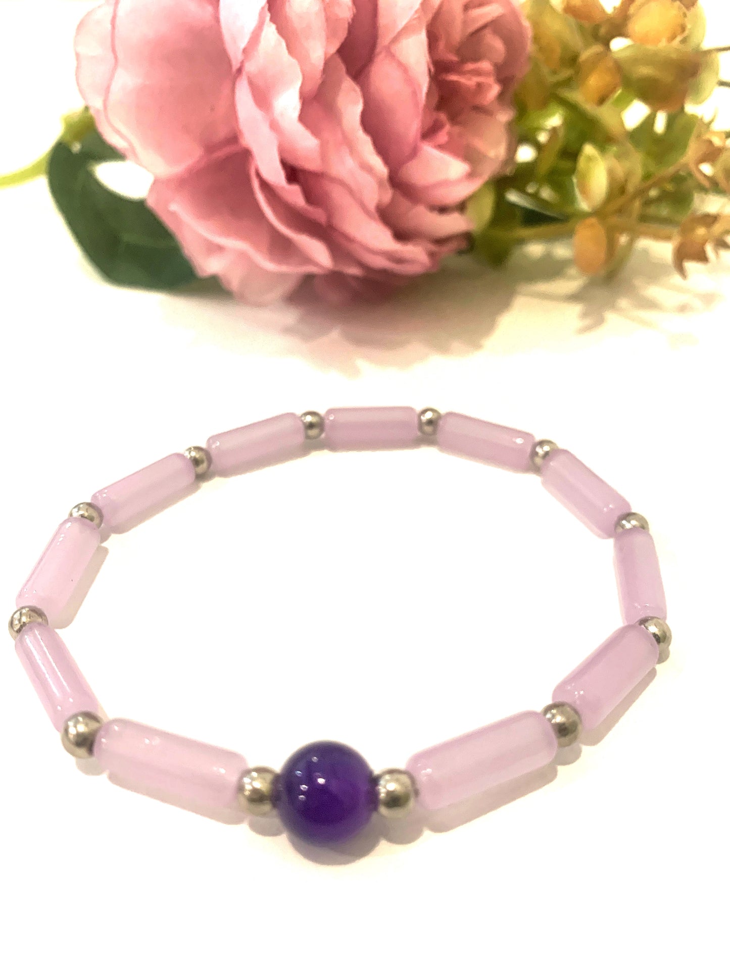 ANJALI elastic BRACCIALE ~ In  AMETISTA NATURALE ~ modello elasticizzato