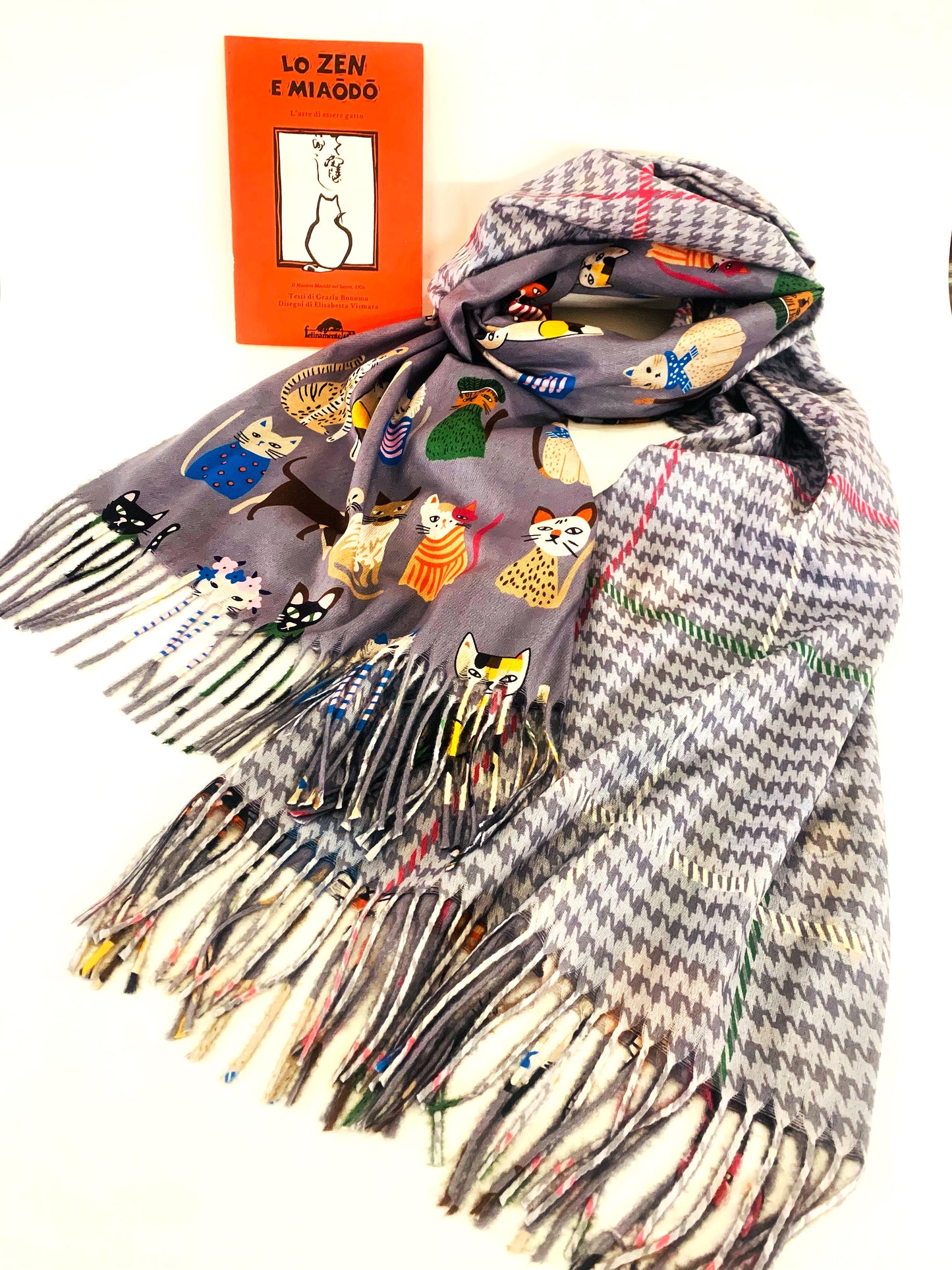 KITTEN SHAWL - Sciarpa 100% ~ Double face con gattini ~ tipo Pashmina