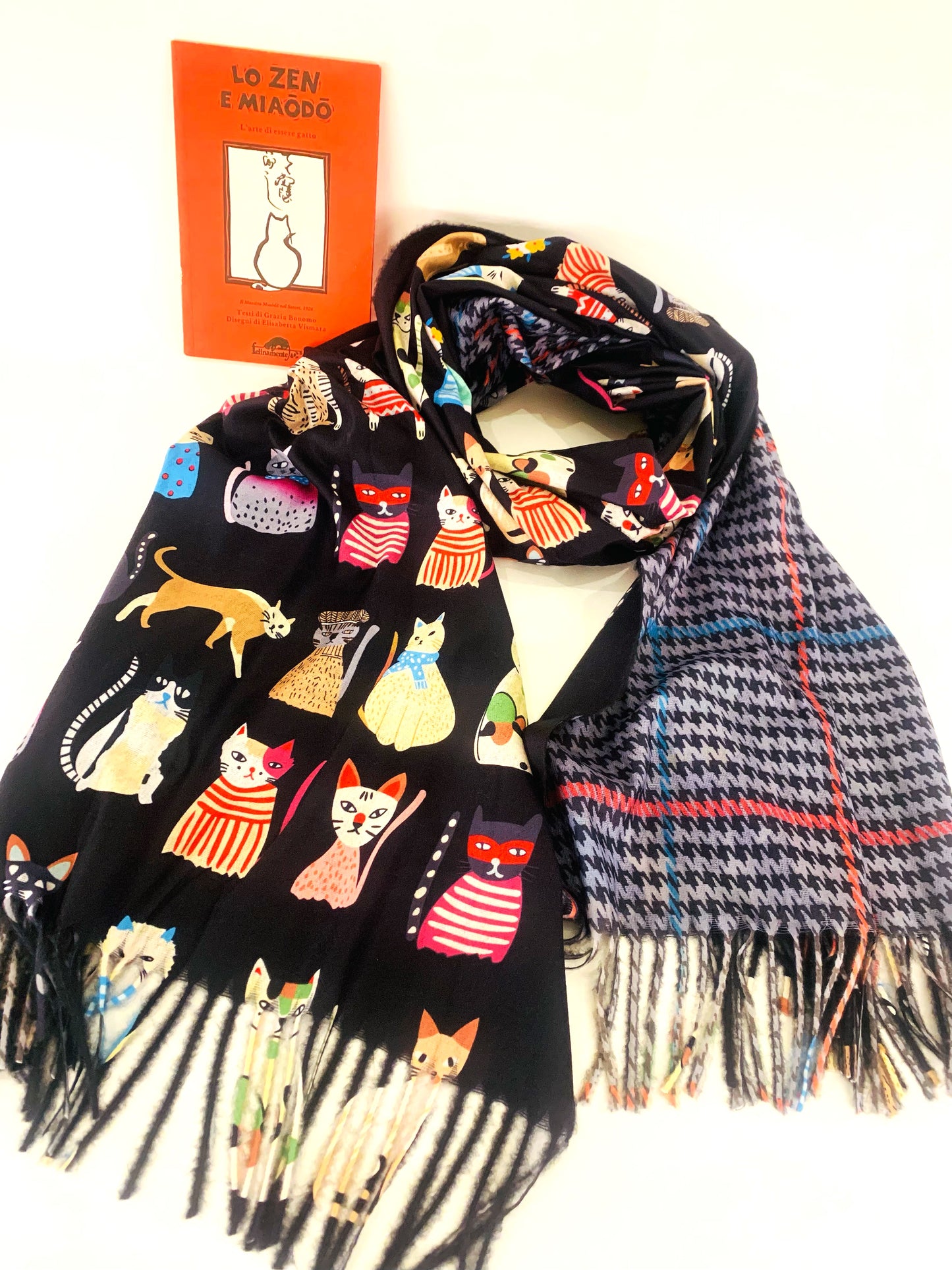 KITTEN SHAWL - Sciarpa 100% ~ Double face con gattini ~ tipo Pashmina