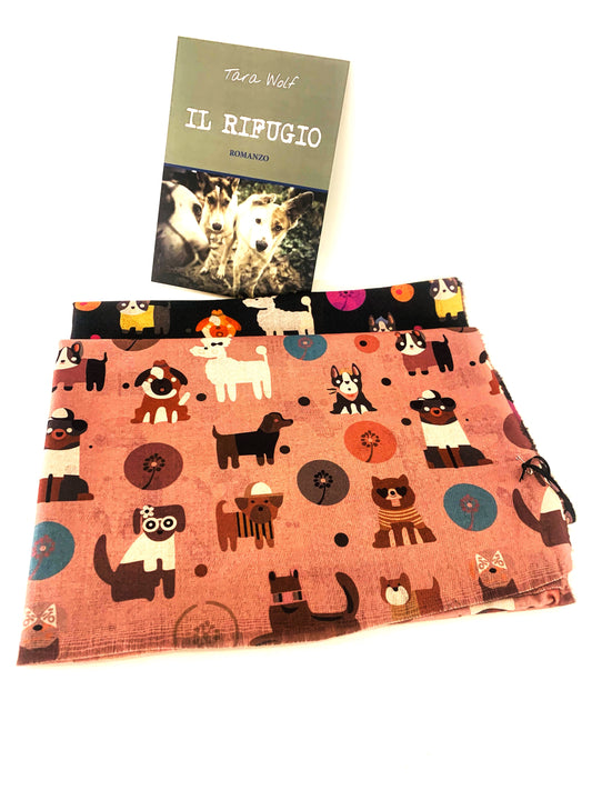 DOGGY SHAWL - Sciarpa 100% ~ Double face con cagnolini ~ tipo Pashmina