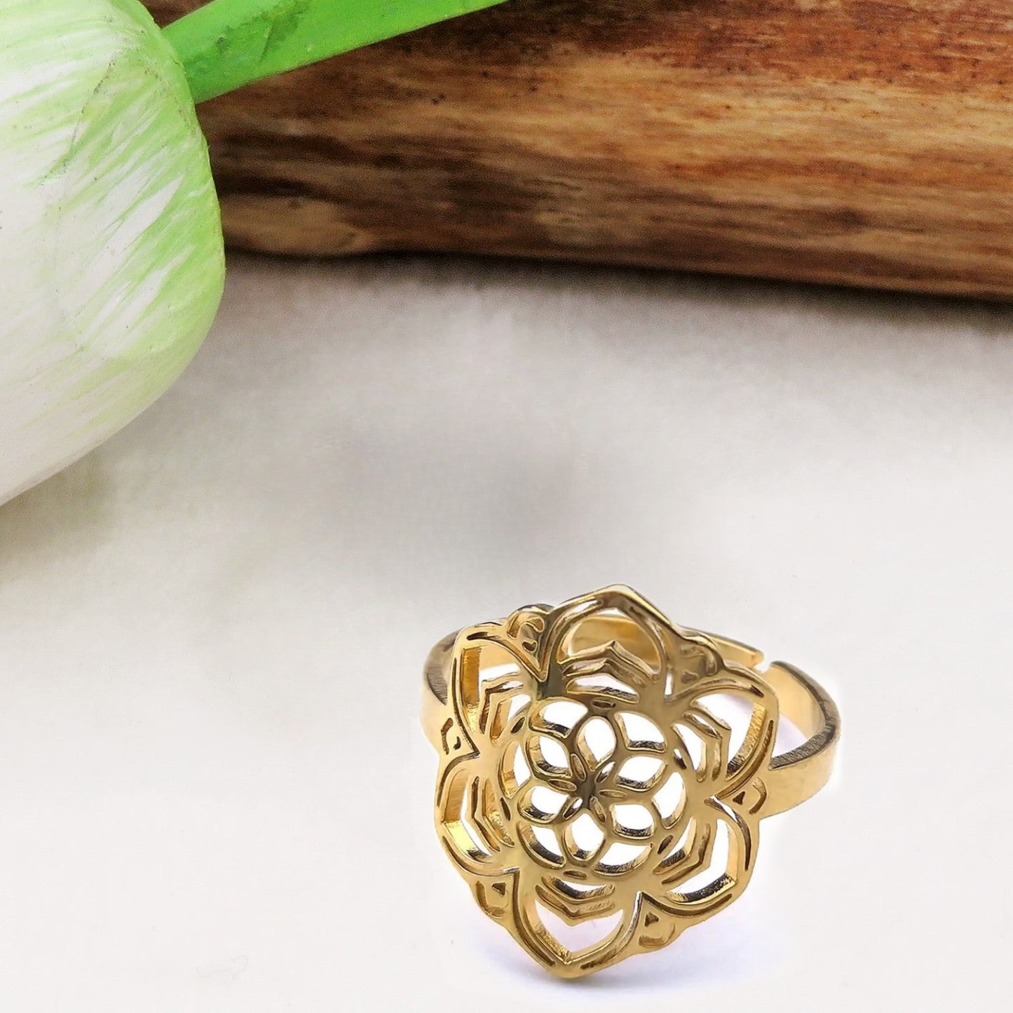 LOTUS Ring ~ Anello regolabile in Acciaio inossidabile