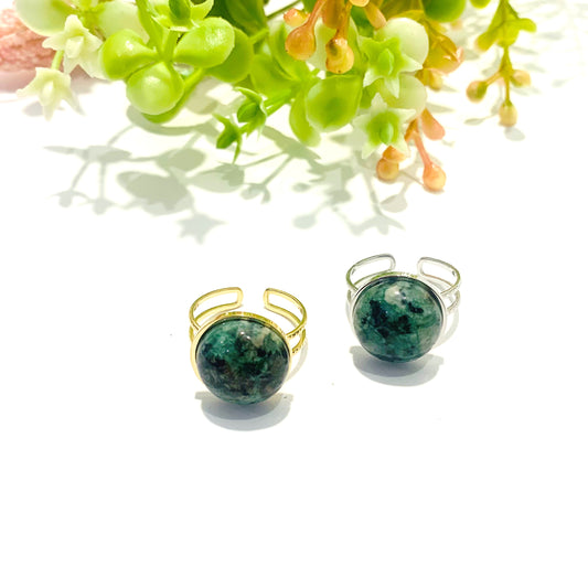CHAKURA ~ Anello regolabile in acciaio inossidabile e TURCHESE naturale