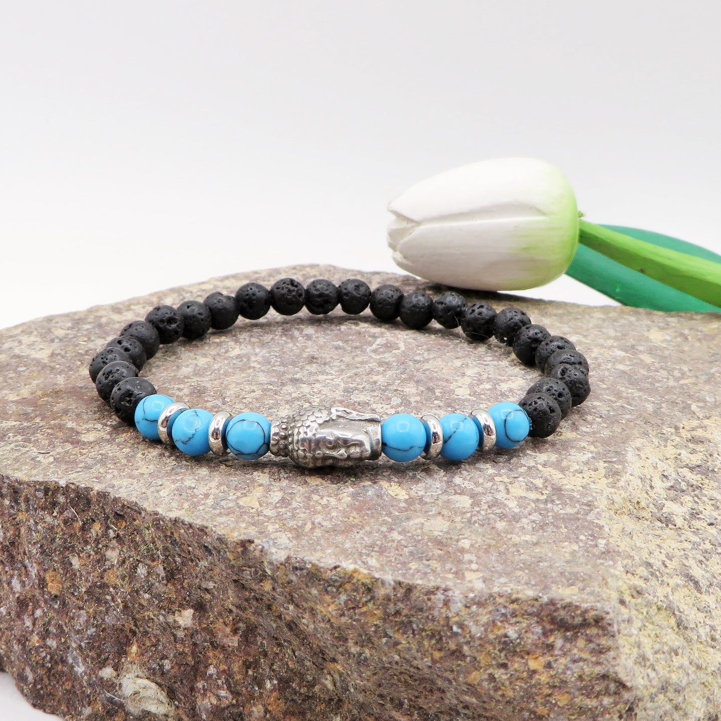 TASHI Bracciale elasticizzato con Buddha per uomo e donna