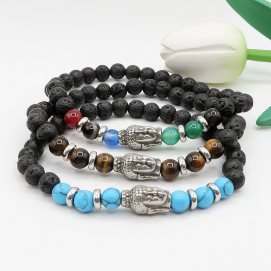 TASHI Bracciale elasticizzato con Buddha per uomo e donna