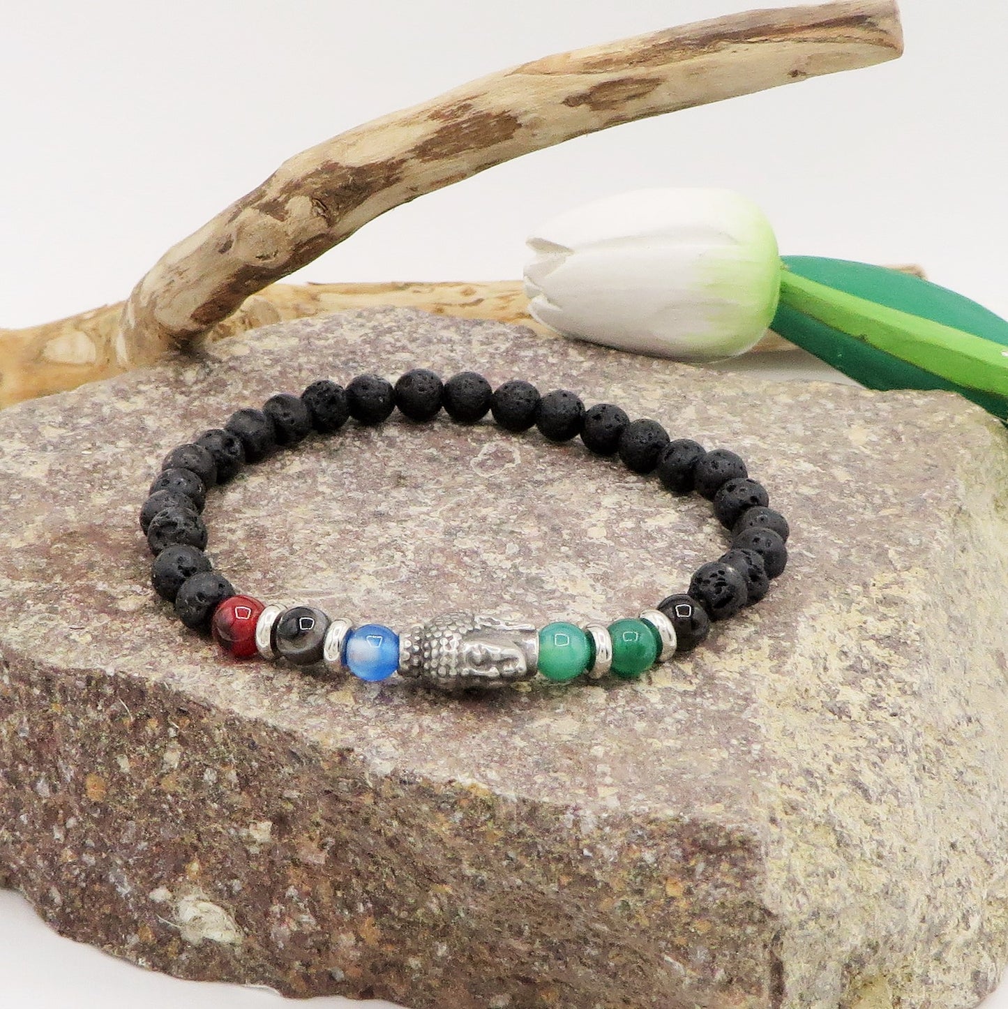TASHI Bracciale elasticizzato con Buddha per uomo e donna