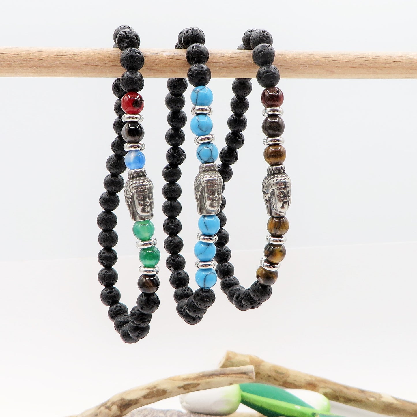 TASHI Bracciale elasticizzato con Buddha per uomo e donna
