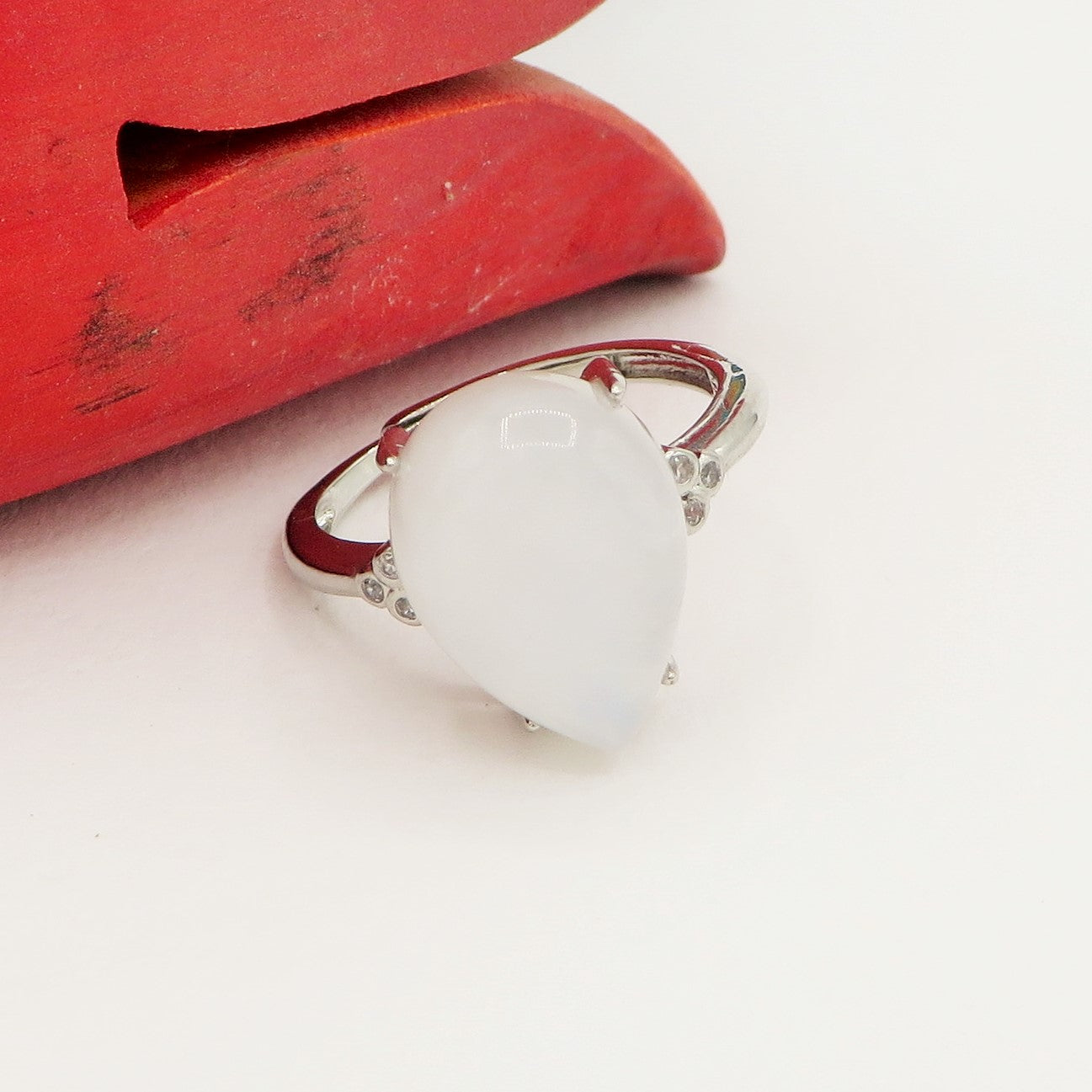 DEVA drop ~ Anello regolabile in Pietra di Luna - Moon Stone naturale
