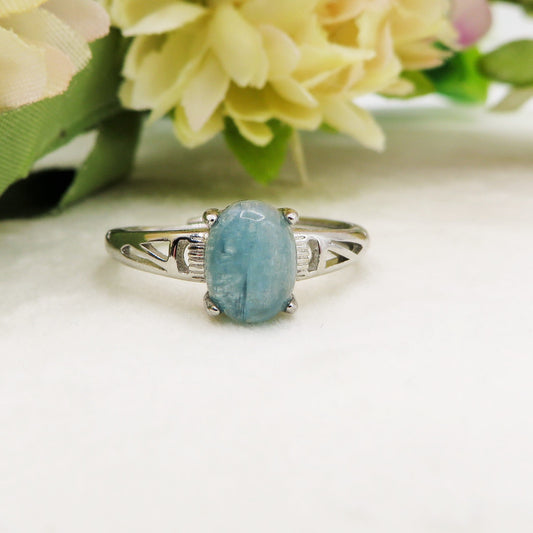 WATER  NILAMANI ~ Anello regolabile in CIANITE verde - blu