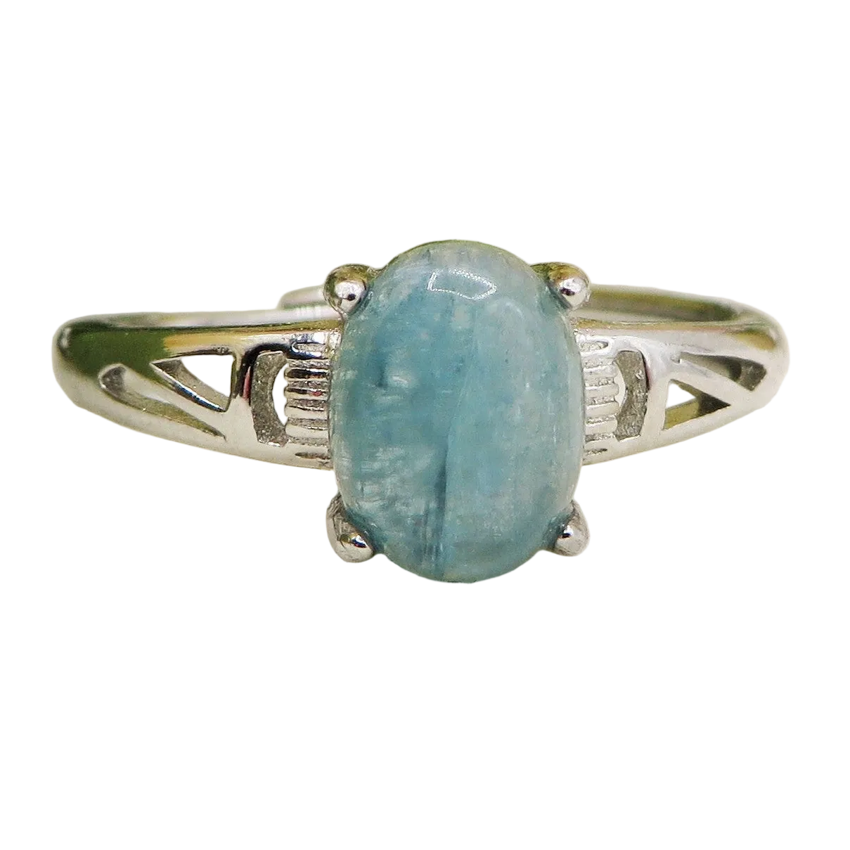 WATER  NILAMANI ~ Anello regolabile in CIANITE verde - blu