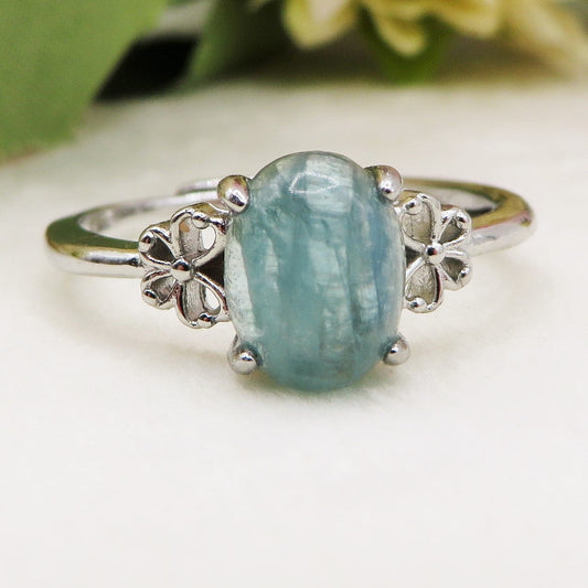 WATER  NILAMANI ~ Anello regolabile in CIANITE verde - blu