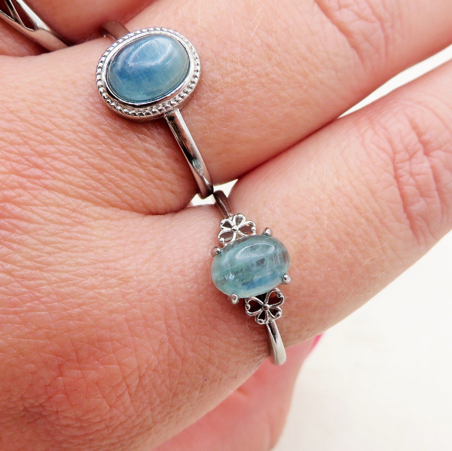 WATER  NILAMANI ~ Anello regolabile in CIANITE verde - blu